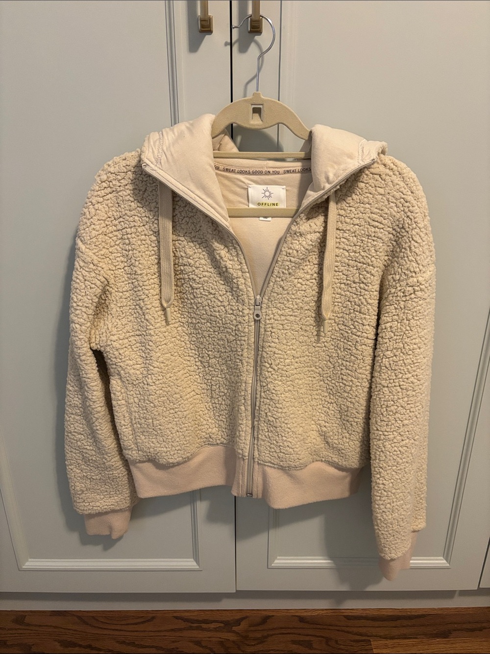 Offline by Aerie Cream Sherpa Zip Hoodie Jacket